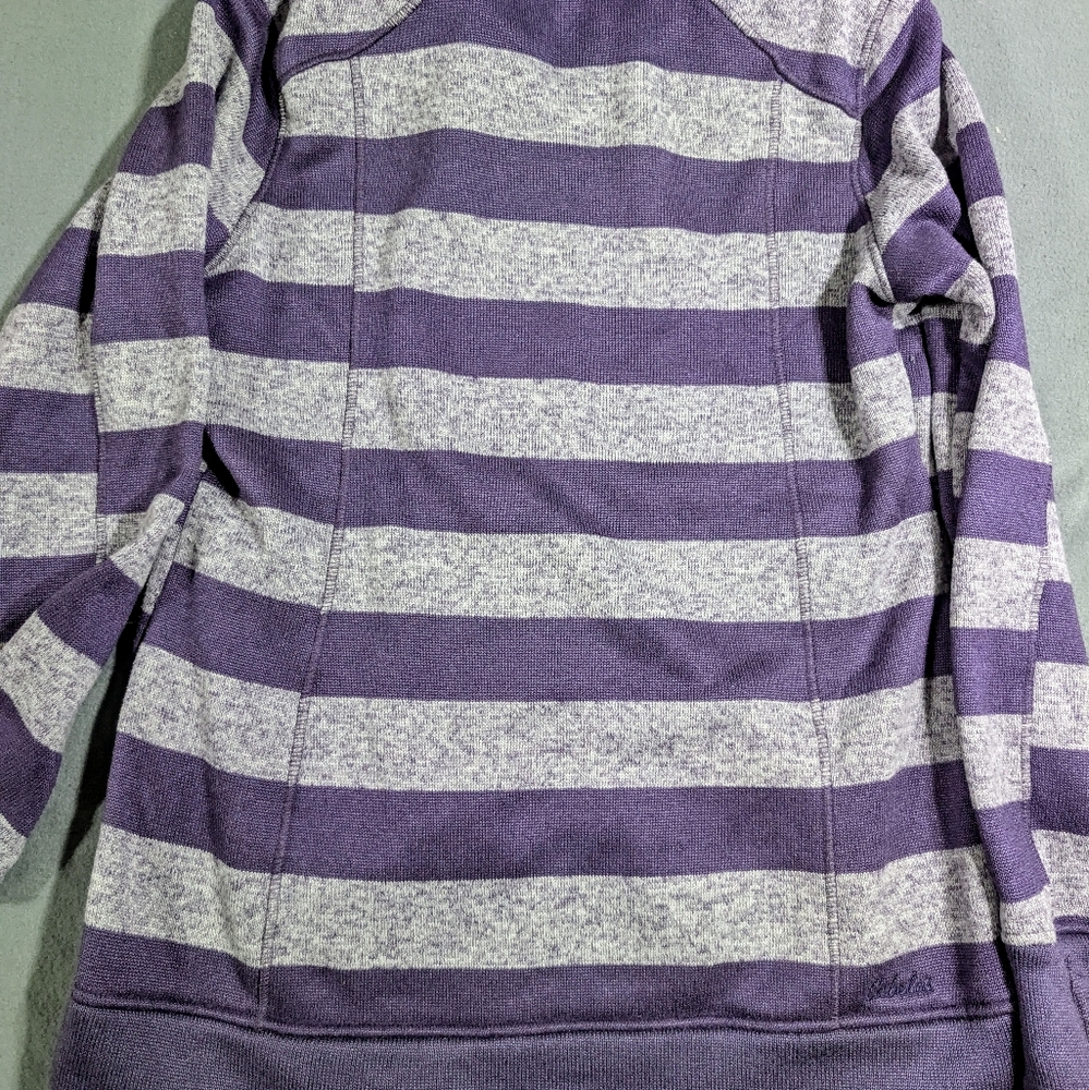 Cabela's hooded sweater jacket‎ zip up purple gray striped Large - Picture 9 of 9